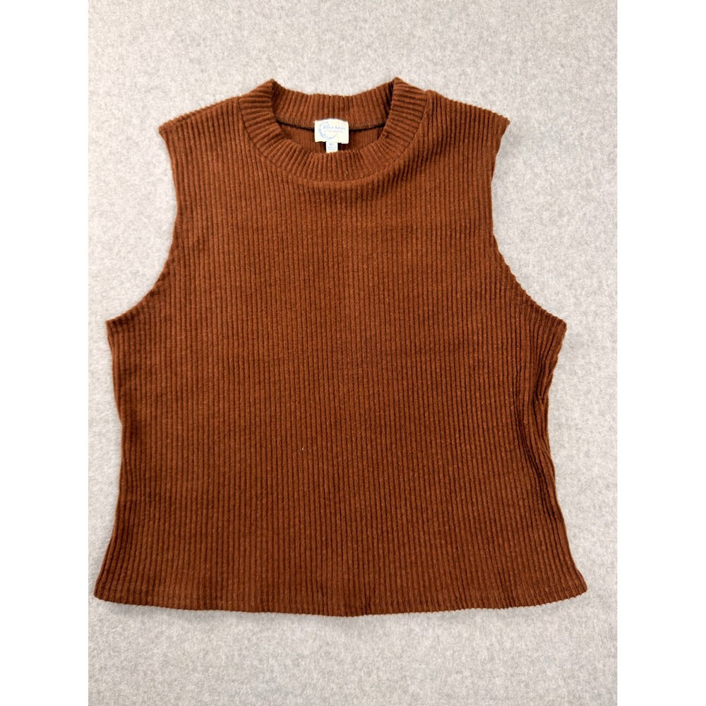 Blue Rain Francesca's Rust Brown Ribbed Knit Shell Top XL IMC5148T-3F